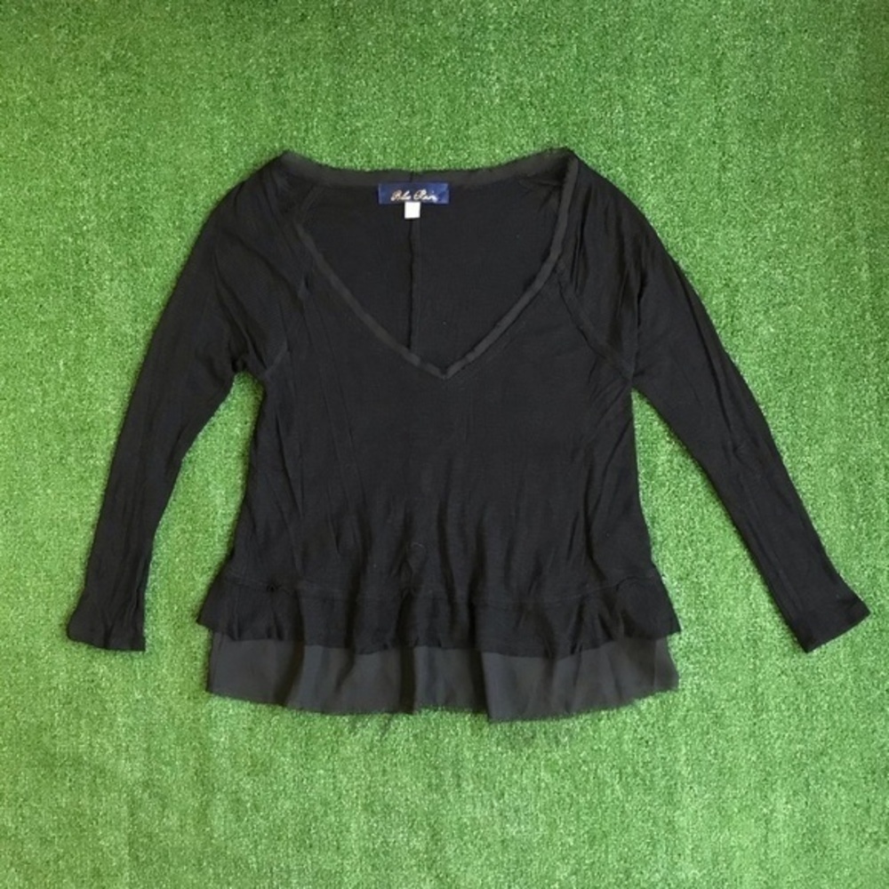 Blue Rain Ruffle Black Sweater